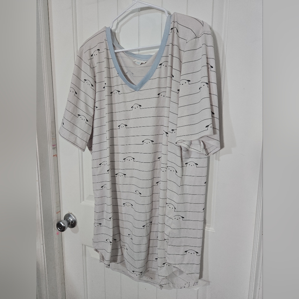 🐶 LuLaRoe Puppy Print Tunic Top | Women’s 2XL | Black & White Dog Shirt